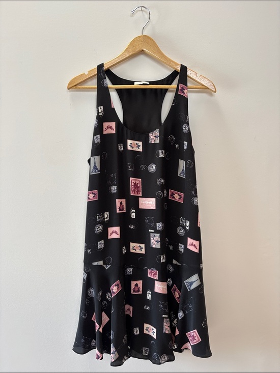 Joie Dresses & Skirts - Joie Black Mini Dress with Pink and Light Blue Print